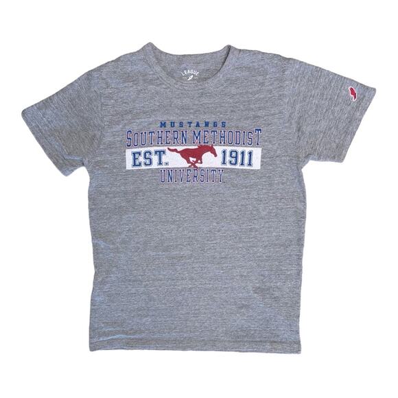 LEAGUE Womens Gray “Southern Methodist University Mustangs” Short Sleeve T-Shirt - Picture 1 of 9